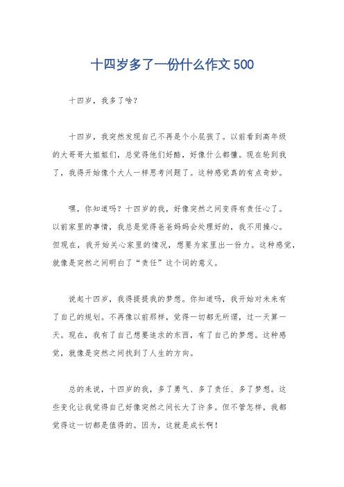 十四岁多了一份什么作文500