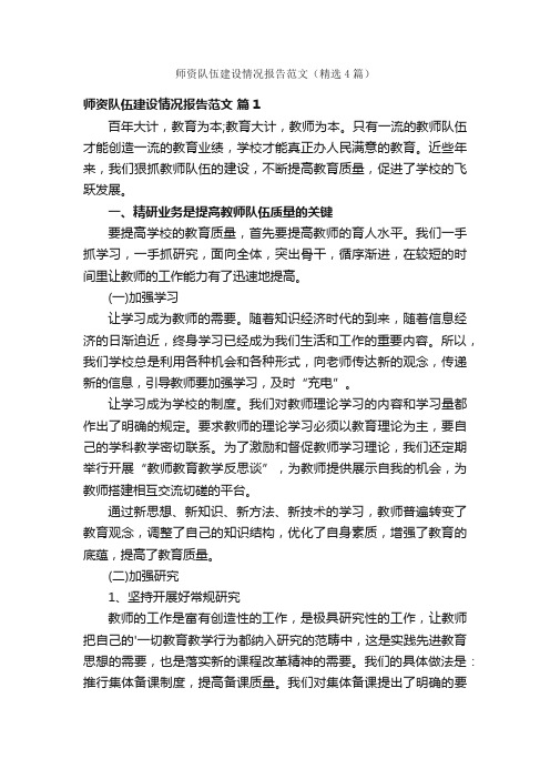 师资队伍建设情况报告范文（精选4篇）