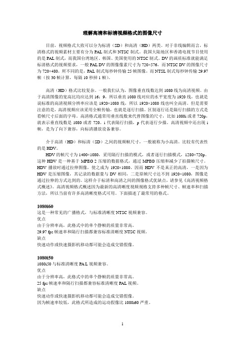 权威全面解析：高清和标清视频格式的图像尺寸