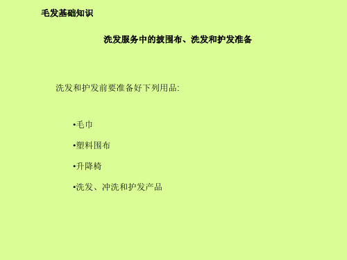 美容spa 毛发护理-洗发服务中的披围布、洗发和护发准备PPT课件教材讲义