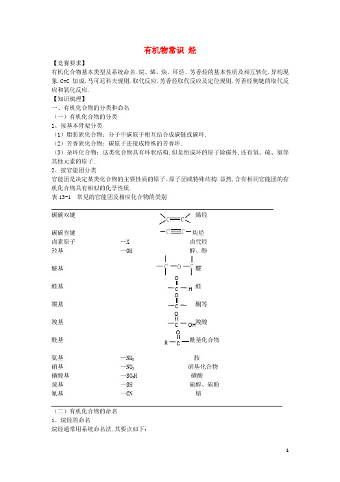 高中化学竞赛培训讲义有机物常识烃