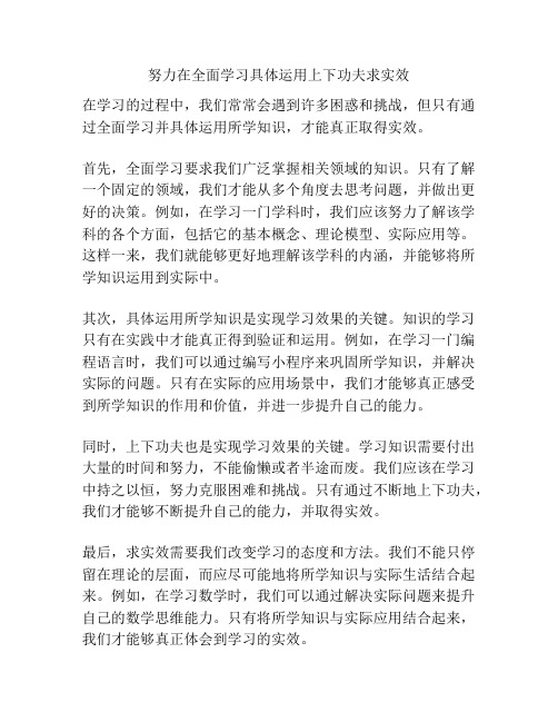 努力在全面学习具体运用上下功夫求实效