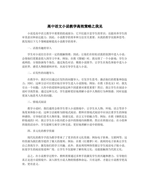 高中语文小说教学高效策略之我见