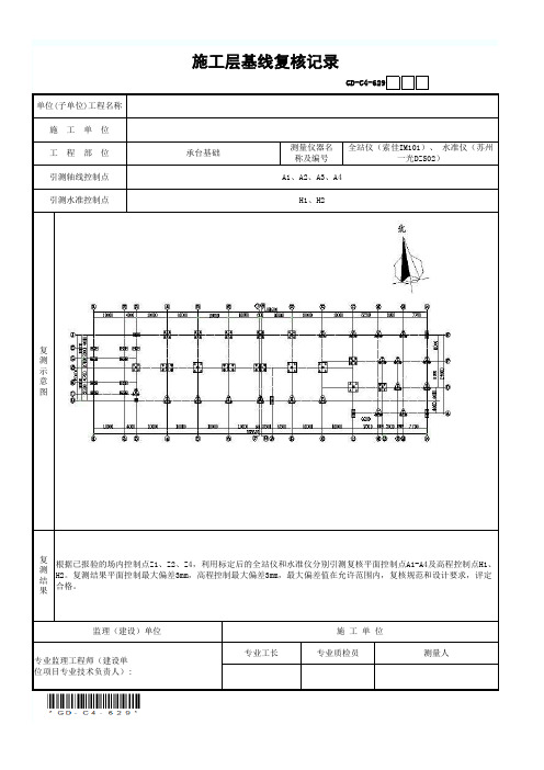 施工层基线复核记录(填写范例)