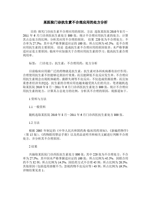 某医院门诊抗生素不合理应用的处方分析