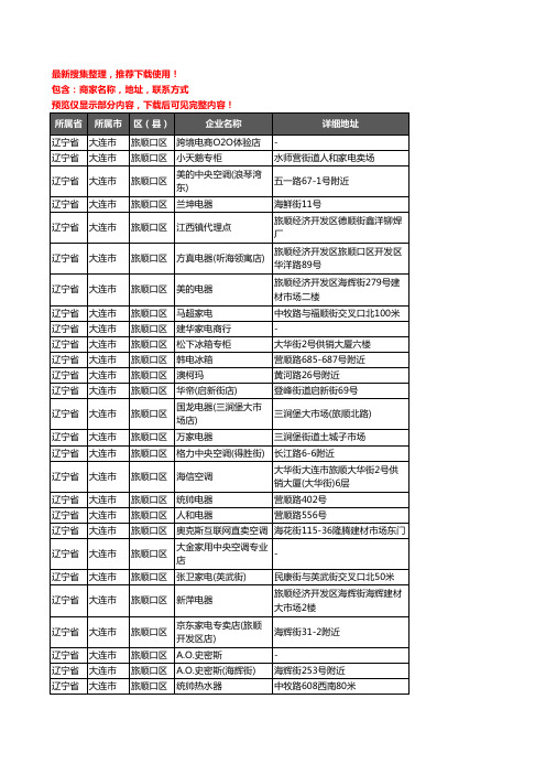 新版辽宁省大连市旅顺口区家用电器企业公司商家户名录单联系方式地址大全128家