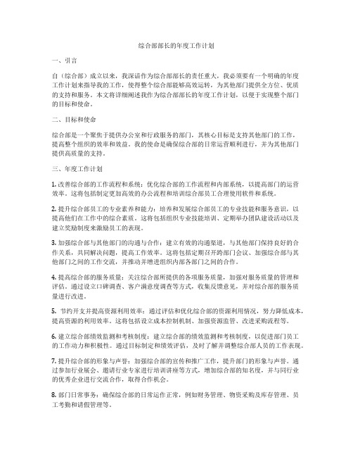 综合部部长的年度工作计划