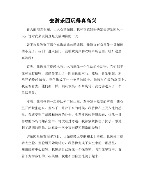 三年级作文那次玩得真高兴之去游乐园玩得真高兴