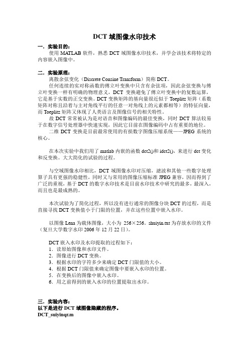 DCT域图像水印技术