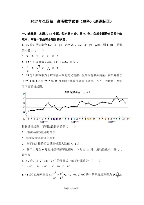 2017年全国统一高考数学试卷(理科)(新课标ⅲ)(含详细答案解析)