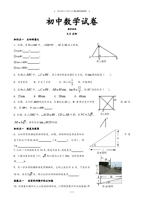 湘教版数学九年级上册4.2 正切.docx