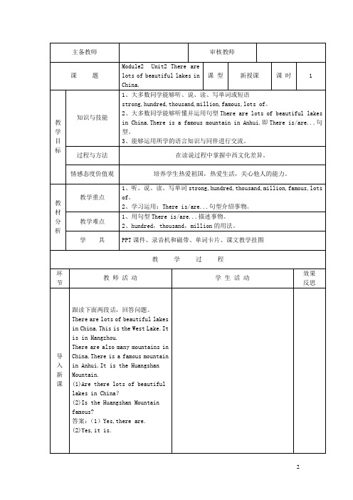 六年级英语上册Module2Unit2TherearelotsofbeautifullakesinC