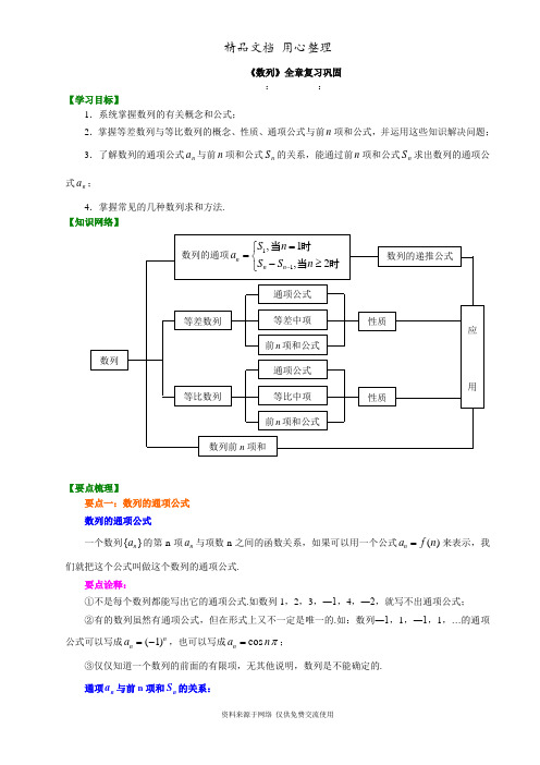 苏教版高中数学必修五知识讲解_《数列》全章复习巩固 