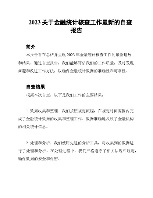 2023关于金融统计核查工作最新的自查报告