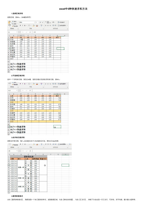 excel中5种快速求和方法