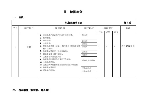 轮机部分交验项目表资料