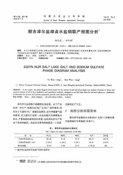 额吉淖尔盐湖卤水盐硝联产相图分析