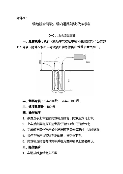 场地综合驾驶、场内道路驾驶评分标准