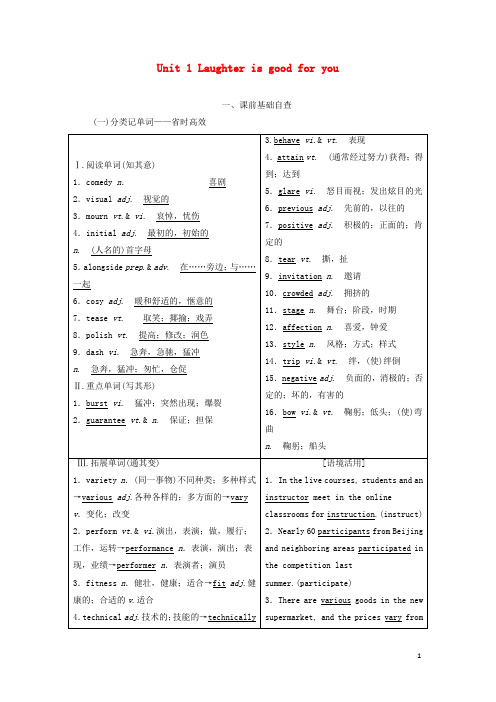 高考英语一轮复习Unit1Laughterisgoodforyou学案含解析牛津译林版选修6