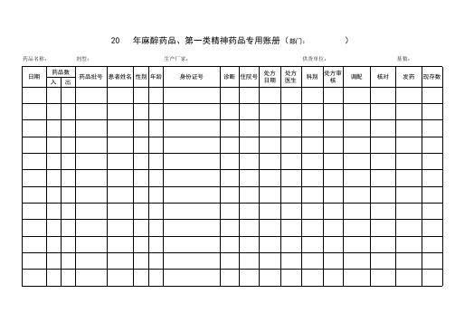 麻醉药品、第一类精神药品专用账册