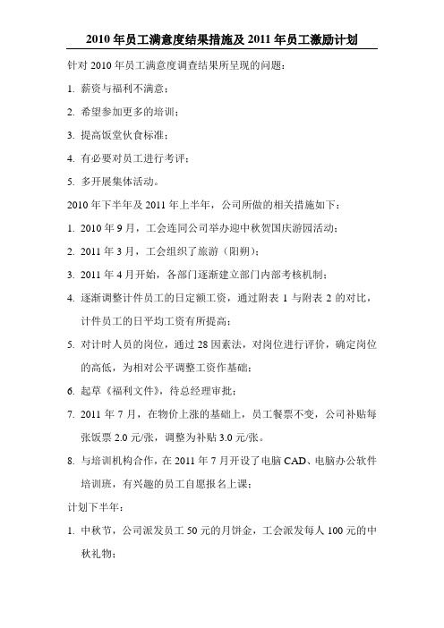 2011员工激励计划