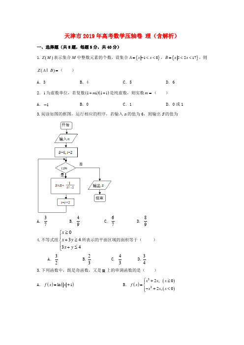 天津市高考数学压轴卷理含解析2019051401109.doc