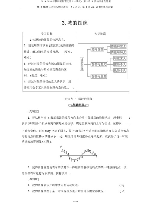 2019-2020年教科版物理选修3-4讲义：第2章+3.波的图像及答案