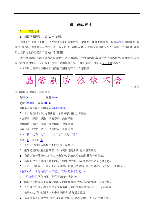 苏教版九年级语文上册同步测试:画山绣水