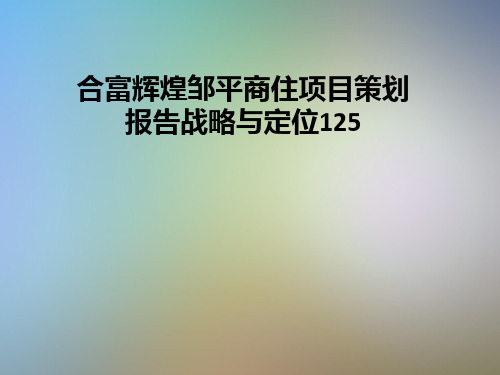 合富辉煌邹平商住项目策划报告战略与定位125