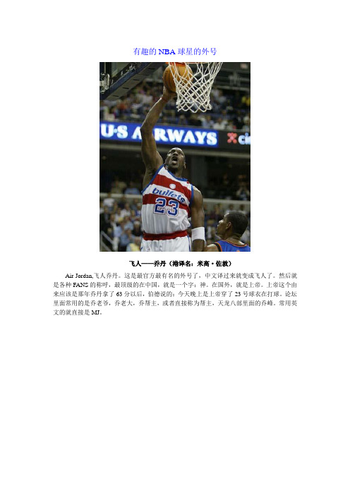 有趣的NBA球星的外号(图片篇)