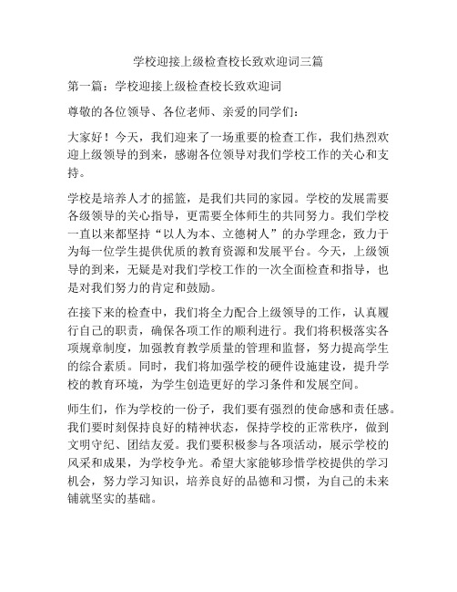 学校迎接上级检查校长致欢迎词三篇