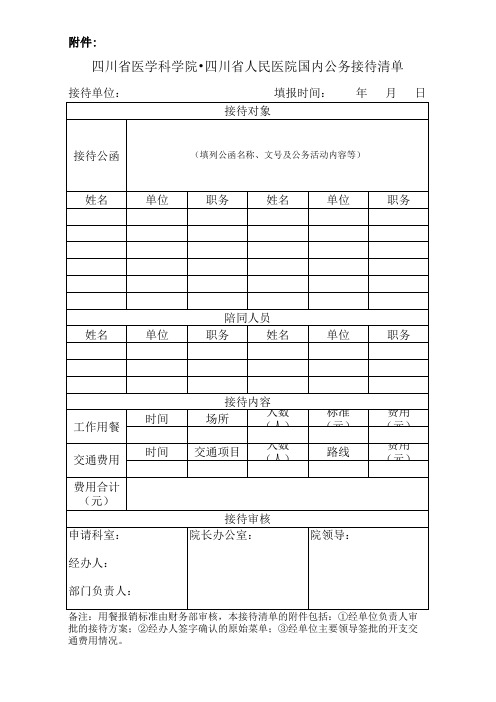 四川省人民医院国内公务接待清单