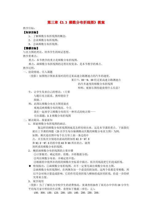 八年级数学下册 第三章《3.3 频数分布折线图》教案 浙教版
