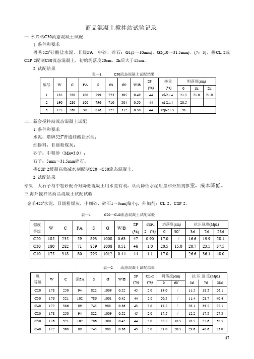 商品混凝土搅拌站试验记录