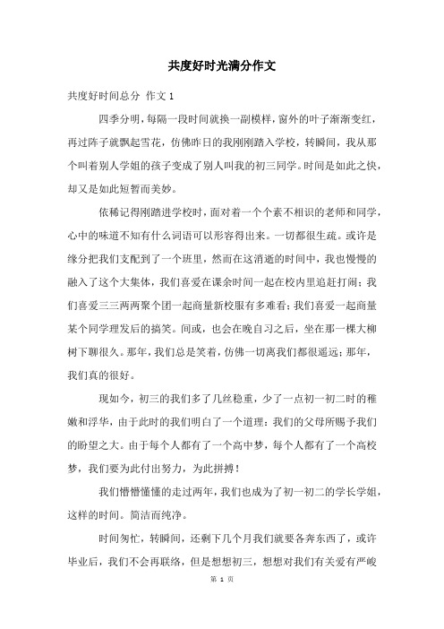 共度好时光满分作文