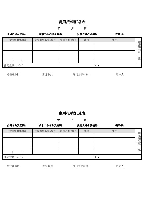 费用报销汇总表