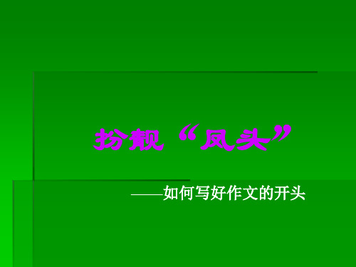 扮靓“凤头”——如何写好作文的开头