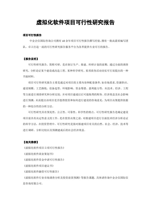 虚拟化软件项目可行性研究报告