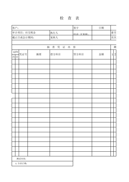 审计底稿之权益程序表、明细表及分析