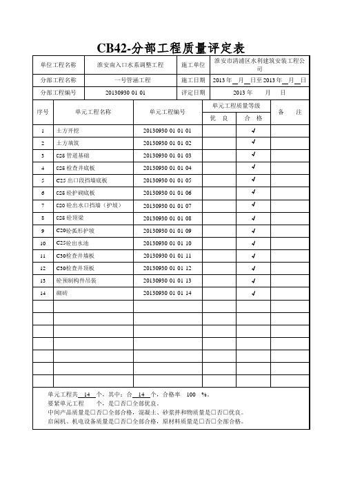 CB42-分部工程质量评定表