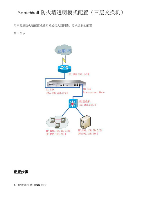 SonicWall防火墙透明模式配置(三层交换机)