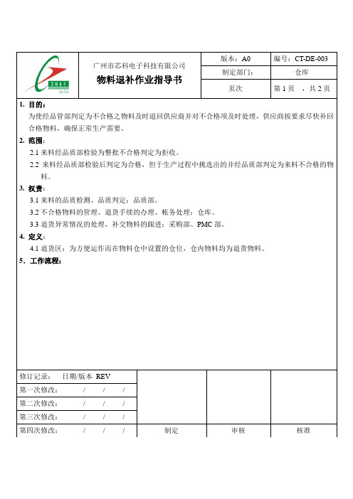 CT-DE-003 物料退补料作业指导书