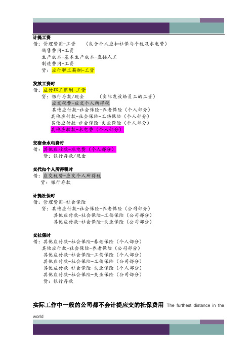 ……与社保工资个税相关业务的计提与发放会计分录