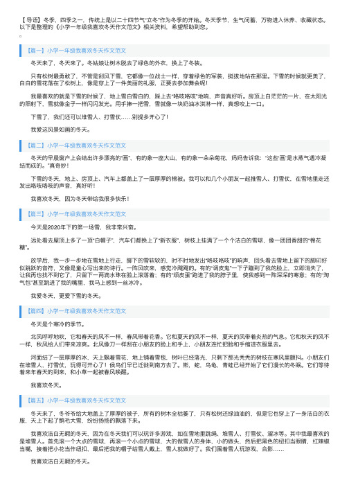 小学一年级我喜欢冬天作文范文