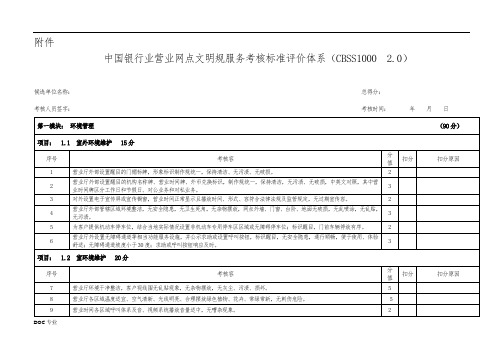 中国银行业文明规范服务千佳示范单位考核标准(现场验收测评表)