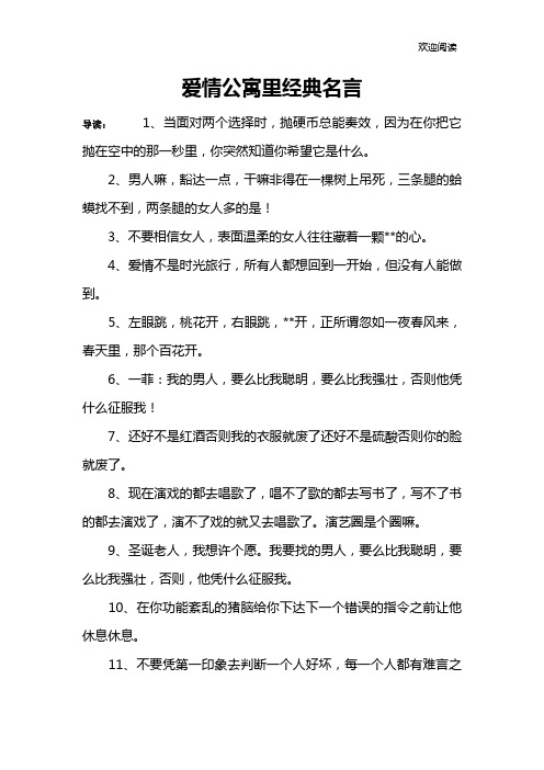 爱情公寓里经典名言