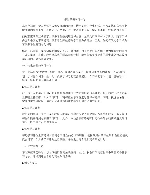 想当学霸学习计划