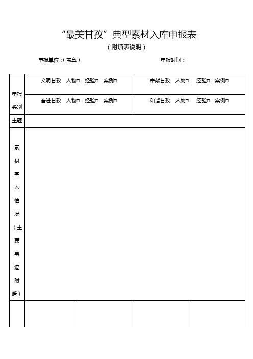 最美甘孜典型素材入库申报表