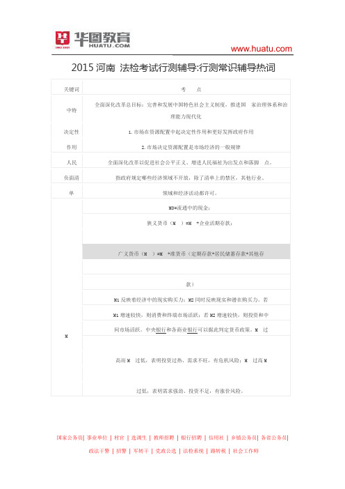 2015河南 法检考试行测辅导 行测常识辅导热词