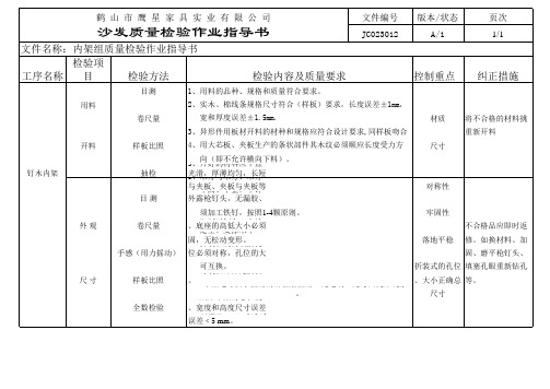 沙发检验标准和质量检验